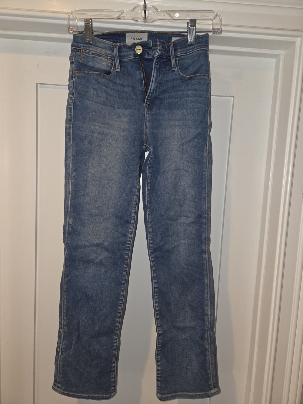 Frame Denim Medium Blue Le High Straight-Leg Stretch Jeans
